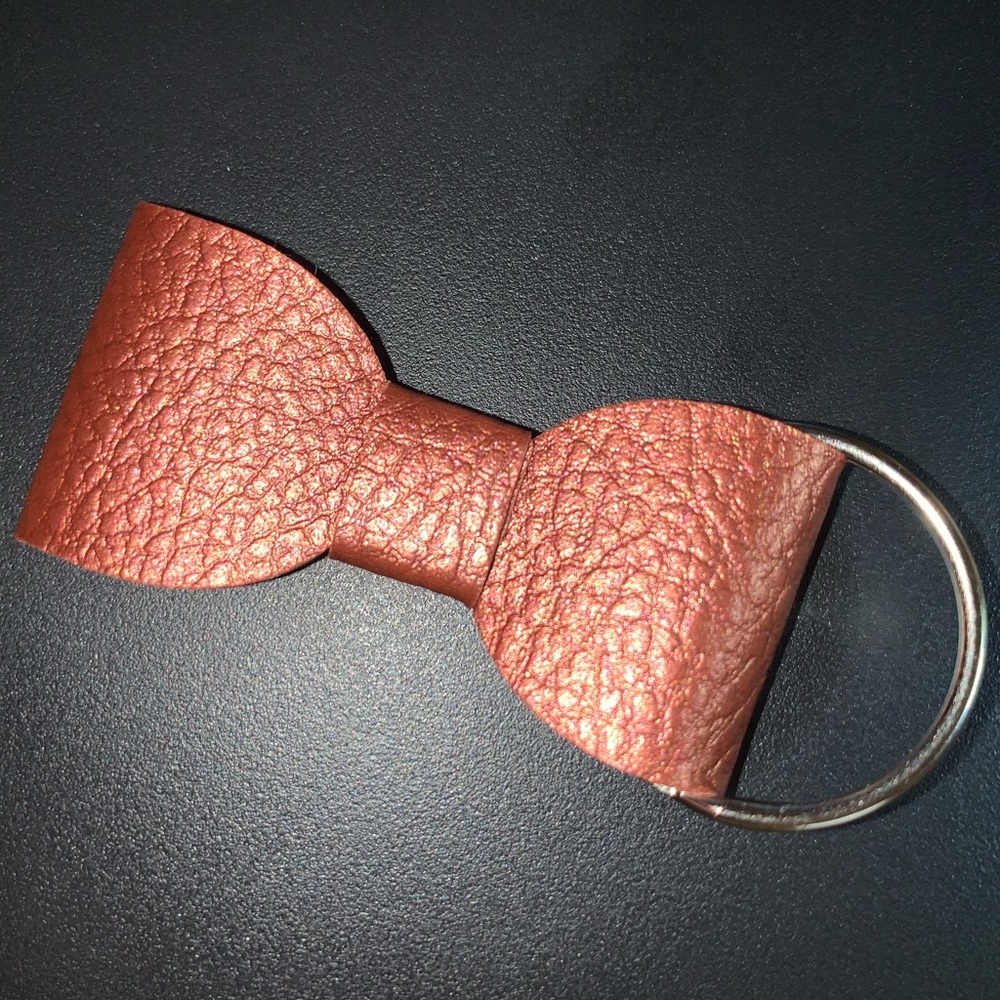 Faux Leather Bow Keychain
